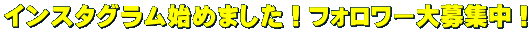 インスタグラム始めました!フォロワー大募集中!